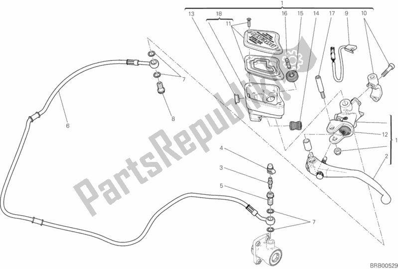All parts for the Clutch Master Cylinder of the Ducati Diavel Xdiavel S Brasil 1260 2018